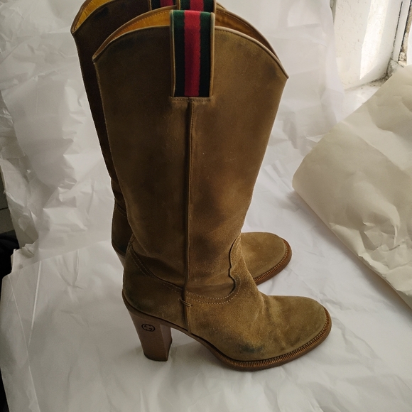 Gucci western  heel women's boots suede size 7B - Picture 1 of 16